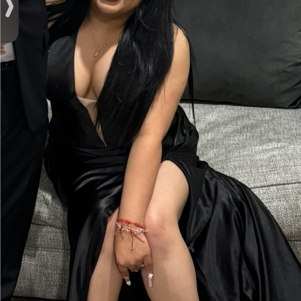 Elegant Black Satin Evening Gown